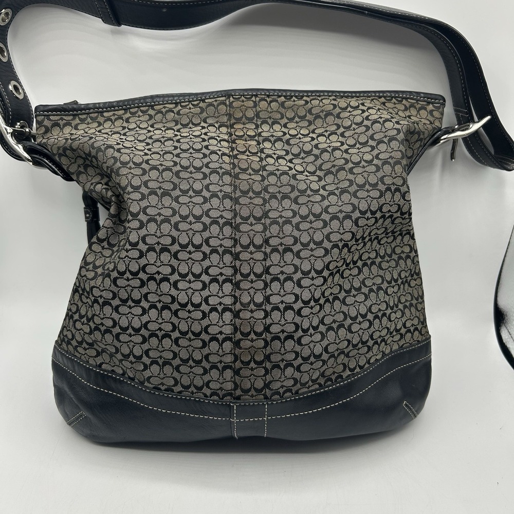 Vintage Y2K Coach F10416 Signature Convertible Duffle Crossbody Bag Gray Black - Picture 6 of 16